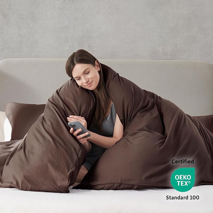 Nestl Chocolate Brown California King Duvet Cover Sets - Image 3