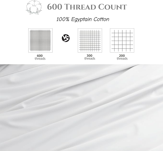 Cotton Flat Sheets Only, 600 TC 100% Cotton Flat Sheet Top Sheet Only, TwinXL - Image 3