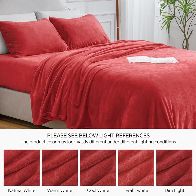 BEDELITE Flannel Sheets Queen Size Red - Image 9
