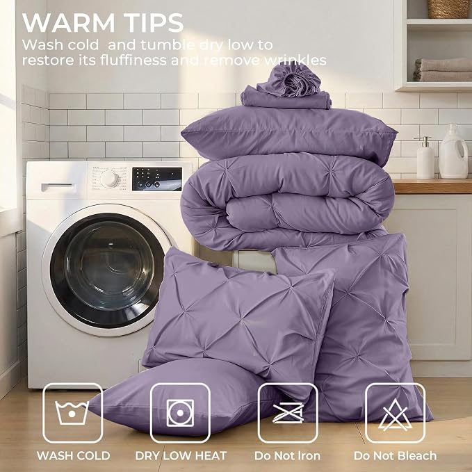 Sasttie Full Size Comforter Set, 7-Piece Bed in a Bag, Pintuck Bedding Set - Image 9