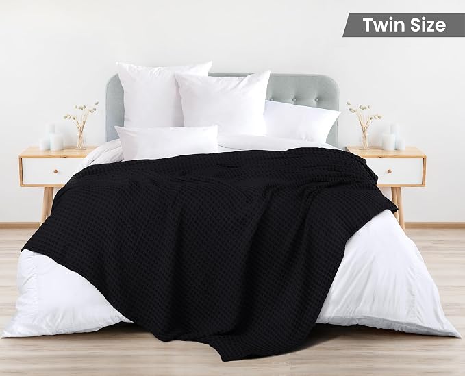 Utopia Bedding 100% Cotton Waffle Weave Blanket Twin Size - Image 2