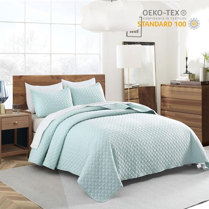 HORIMOTE HOME Quilt Twin Size Aqua Blue, Lightweight Quilt - Image 2