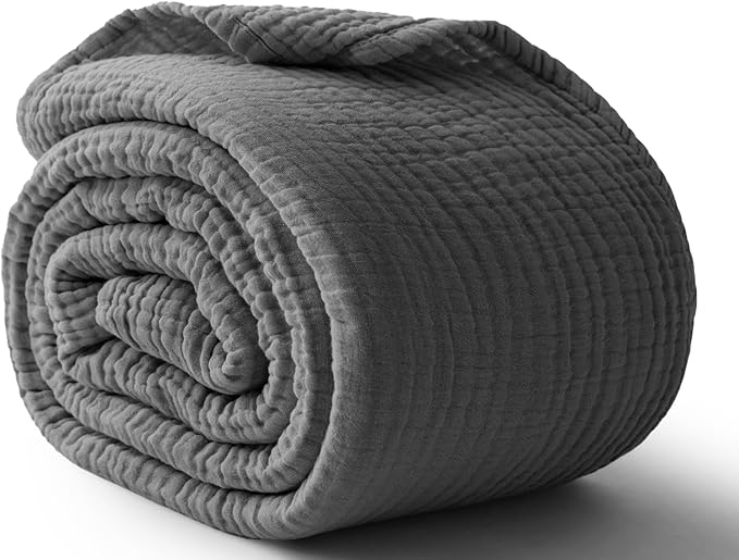 100% Cotton Muslin Blanket King 108" x 90", Breathable and Lightweight Cotton by Kozyhvn