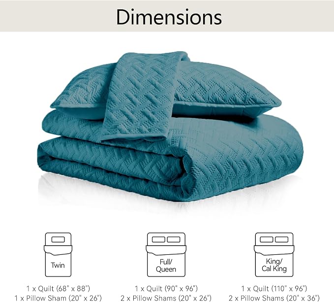 FLYMME Quilts King Size, Lightweight Teal Bedspreads, Basket Weave Pattern - Image 7