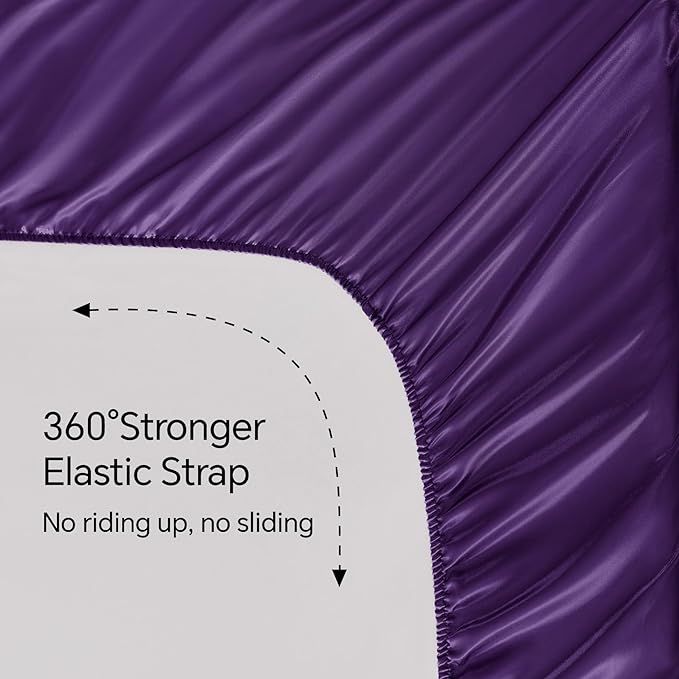 BEDELITE California King Sheets Set, Luxury Soft Plum Purple Satin Sheets - Image 5