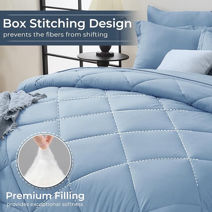 HEVUMYI Light Blue Cali-King Comforter Set - Image 4