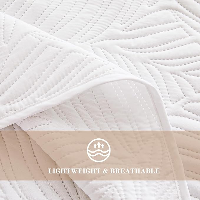 Exclusivo Mezcla California King Quilt Bedding Set, Lightweight White Quilts - Image 5