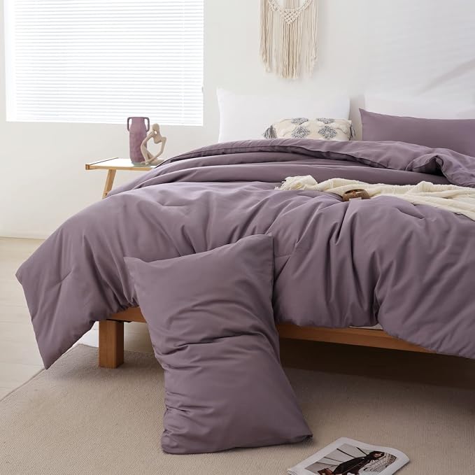 ROSGONIA California King Comforter Set Dusty Purple - Image 4