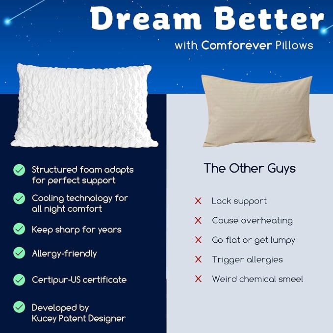 Cooling Side Sleeper Pillow for Adults, Firm Bed Pillow for Side Sleepers Neck - Image 7