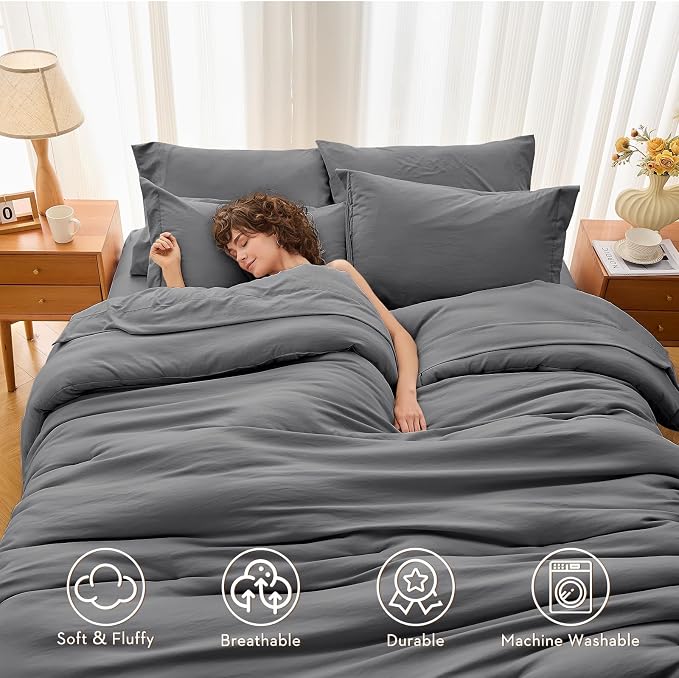 MUXHOMO 7 Pieces California King Comforter Set, Soft Bed in a Bag Cal King Size - Image 2