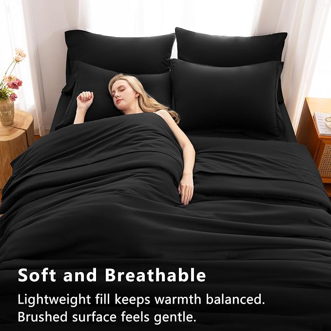 CozyLux Twin XL Comforter Set Black, 5 Pieces Bed in a Bag Twin Extra Long - Image 5