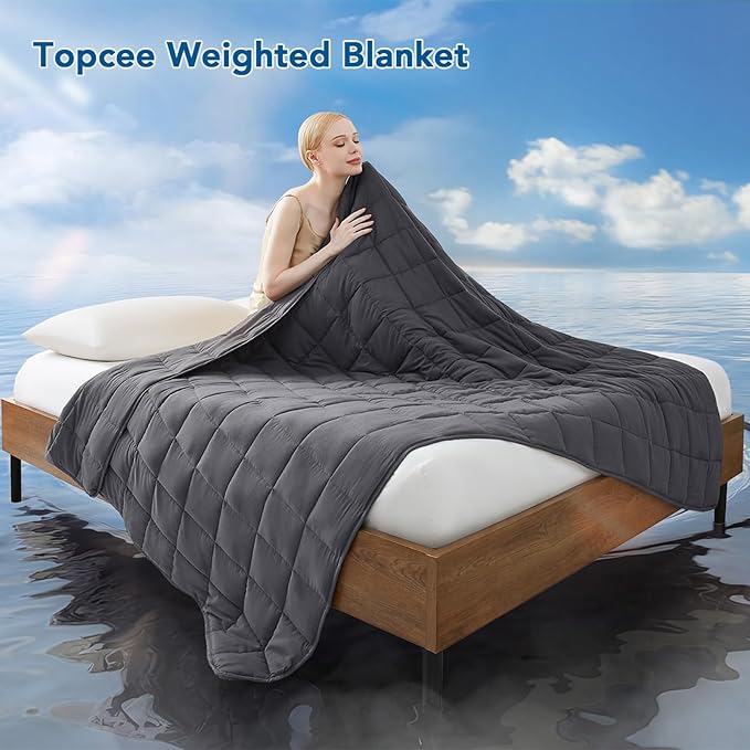 Topcee Weighted Heavy Comfort Blanket, Cooling Breathable Polyester Material - Image 2