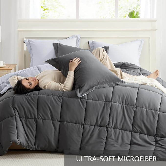 Homelike Moment King Size Comforter Set Grey, Comforters King Size Bed Sets - Image 5