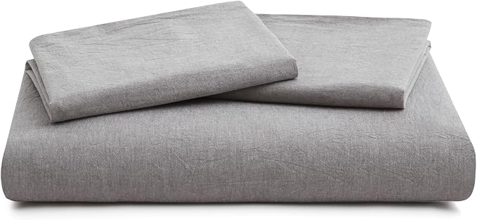 LOVQUE Light Grey Cotton Duvet Cover King Size, Linen Like Natural Bedding Set - Image 7