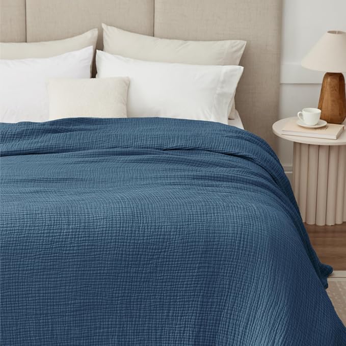 100% Cotton Muslin Blanket California King 120" x 90", 6 Layers Breathable and - Image 4