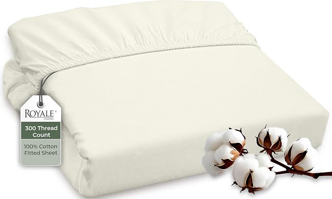 ROYALE LINENS 300 Thread Count 100% Long Staple Combed Cotton Fitted Sheet Full by ROYALELINENS