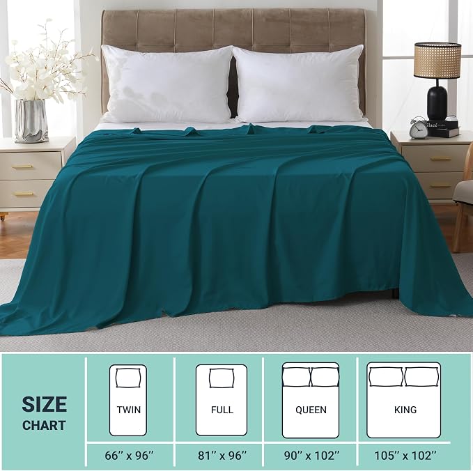 ZPECC Twin Flat Sheet Only 6 Pack, Durable Teal Top Bed Sheets Hypoallergenic - Image 5