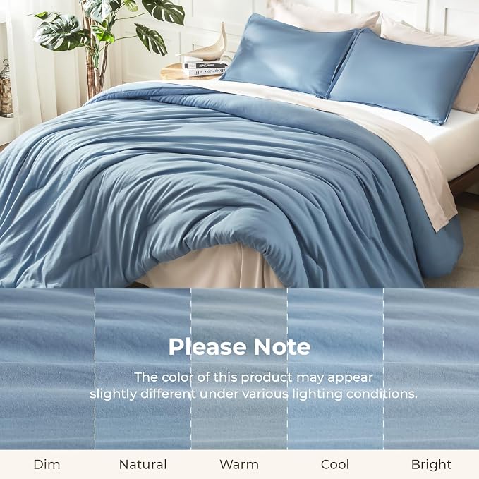 Litanika Grayish Blue Comforter Set California King Size, 3 Pieces Lightweight - Image 8