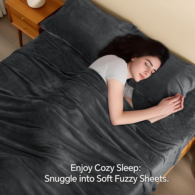 BEDELITE Flannel Sheets Twin Size Dark Gray - Image 3