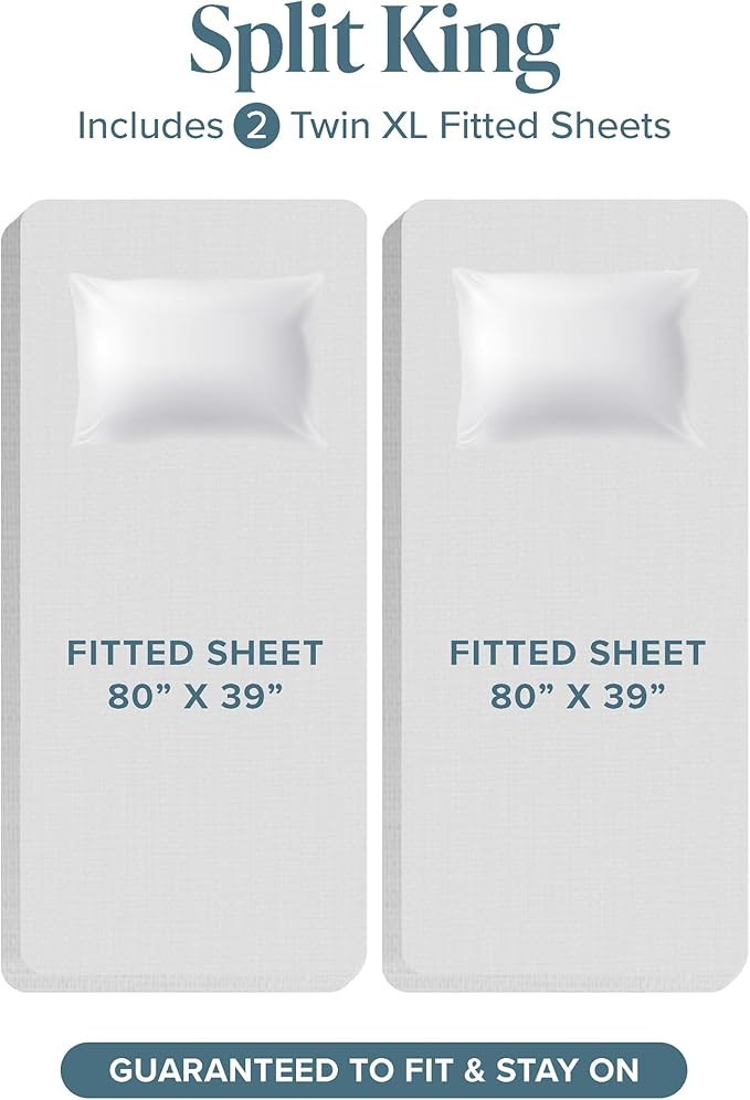 Bare Home Fitted Bottom Sheet Split King - Image 2
