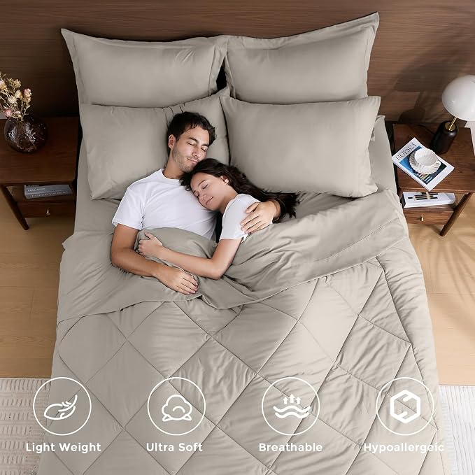 HEVUMYI Oatmeal Queen Comforter Set - Image 2