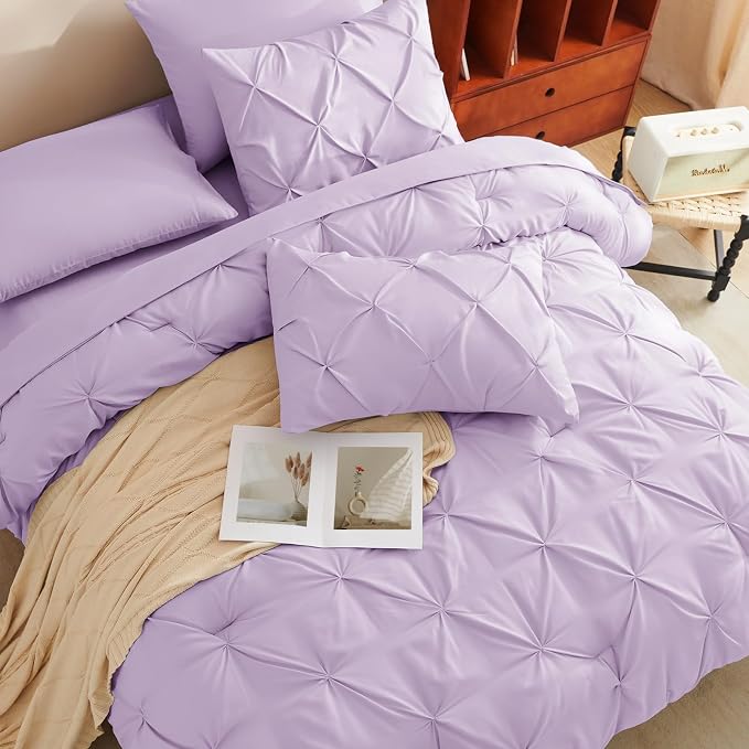 CozyLux Full Size Comforter Sets Lavender, 7 Pieces Bed in A Bag Light Purple - Image 4