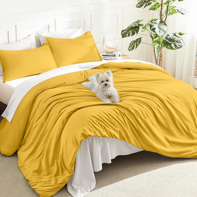 Litanika Mustard Yellow Comforter Set Twin/Twin XL Size, 2 Pieces Lightweight by Litanika