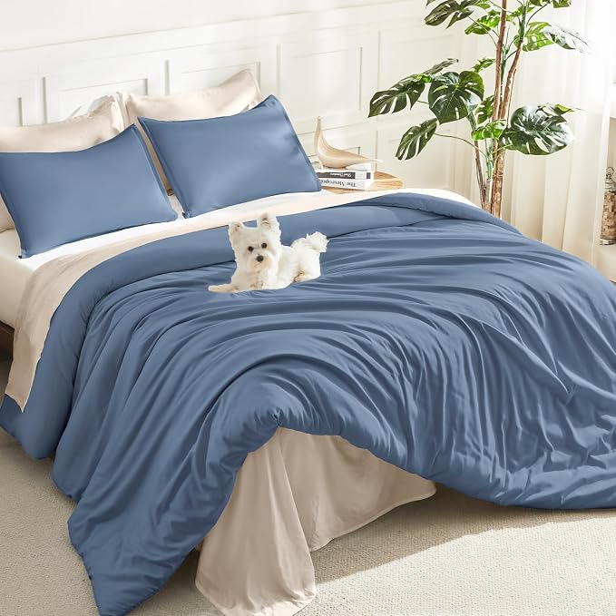 Litanika Twin XL Comforter Set Haze Blue, 2 Pieces Extra Long Dorm Bedding Sets by Litanika