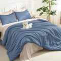 Litanika Haze Blue Comforter King Size, 3 Pieces Lightweight Solid Bedding by Litanika
