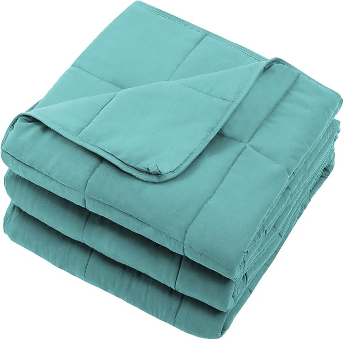 Teal Weighted Blanket for Adults 25lbs, Cal King Cooling Heavy Throw Blanket - Image 7