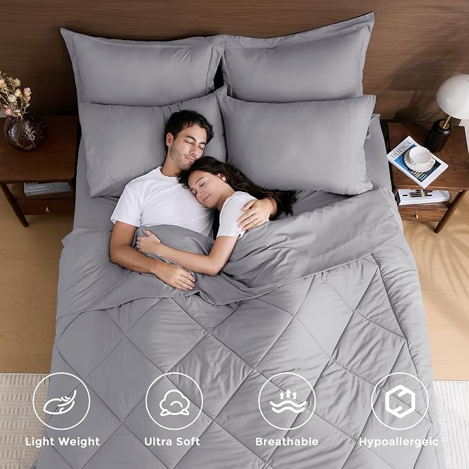 HEVUMYI Light Grey Full Comforter Set - Image 2