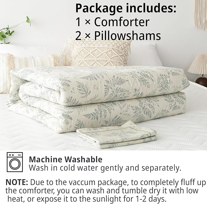 LEMIROE Botanical Cotton Comforter Queen Size - Image 7