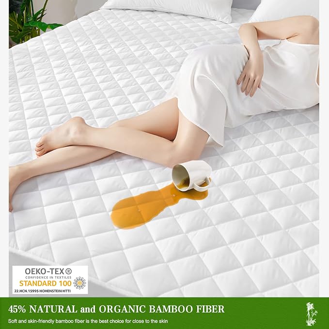 UNILIBRA California King Mattress Pad Waterproof Rayon Made from Bamboo - Image 3