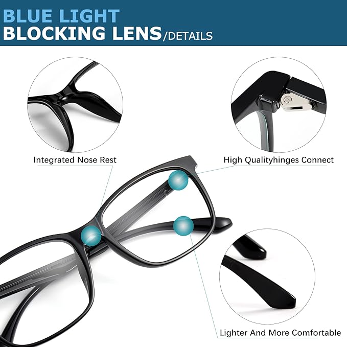 Oilway Blue-Light Blocking Glasses Computer Reading/Gaming/TV/Phones Glasses - Image 2