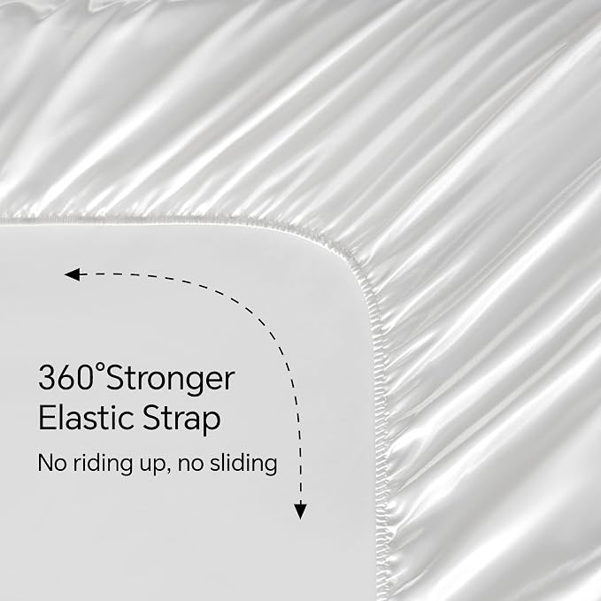 BEDELITE Satin Sheets Full Size Bed Set, Luxury Soft White Silky Sheet - Image 5