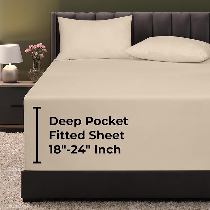 Royale Linens Extra Deep Pocket Full Fitted Sheet Only by ROYALELINENS