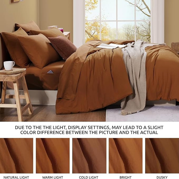 WRENSONGE Full Size Comforter Sets- 7 Pieces Soft Terracotta Bed in a Bag - Image 7