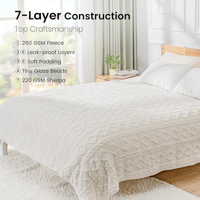 Weighted Blanket for Adults Twin Size 15 lbs, Classy Soft Jacquard Sherpa - Image 6