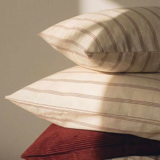 mixinni Striped Duvet Cover Set King Size, 3 Piece Cotton Linen Blend Bedding - Image 5