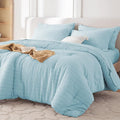 MUXHOMO 7 Pieces California King Comforter Set, Seersucker Bed in a Bag Cal by MUXHOMO