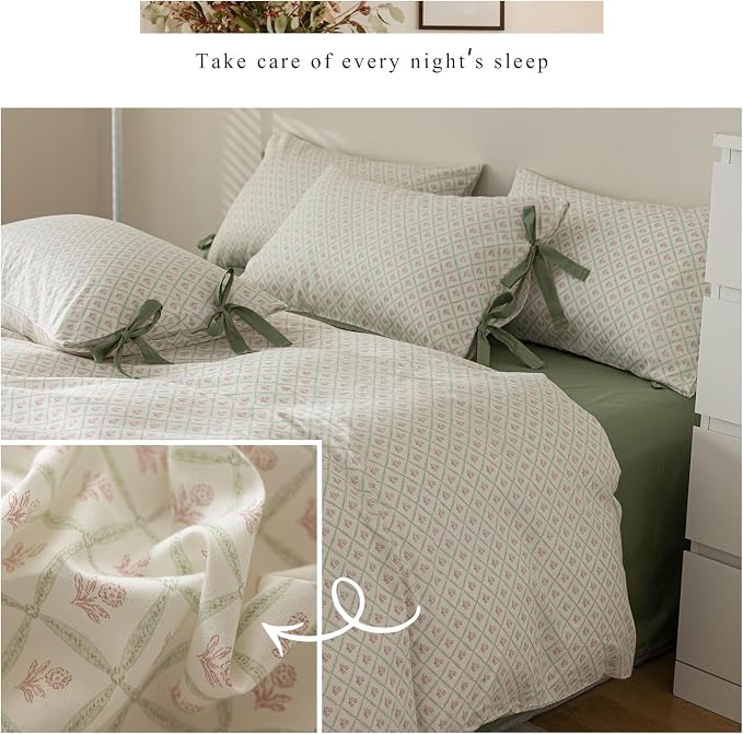 mixinni Red Floral Duvet Cover Set King Size - Image 6