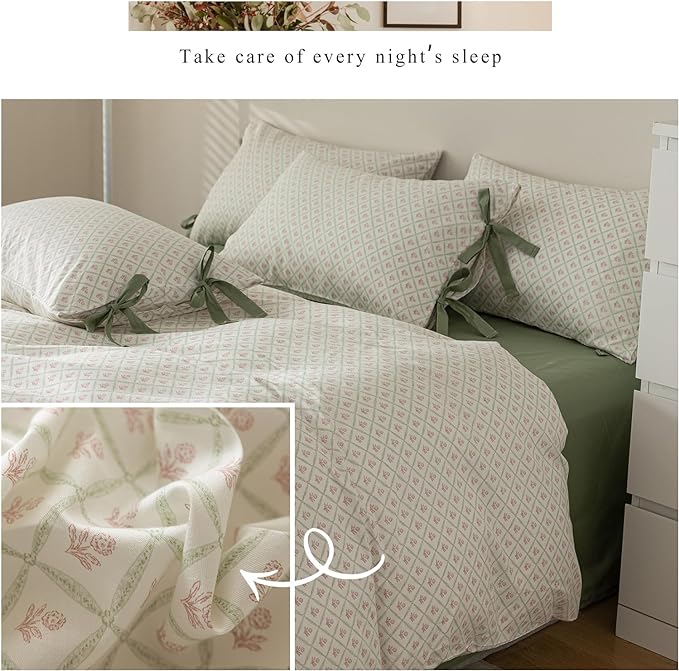 mixinni Red Floral Duvet Cover Set Twin XL Size - Image 5