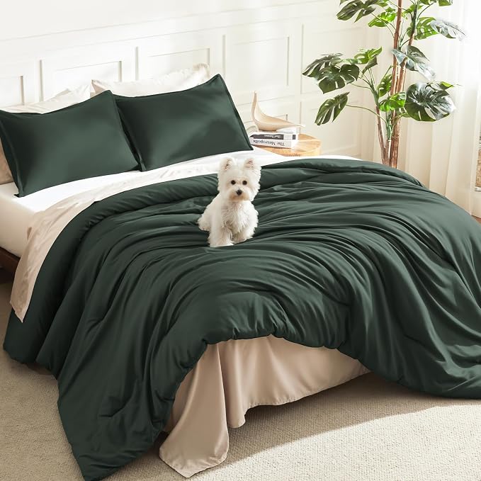 Litanika Forest Green Comforters Oversized King Size, 3 Pieces Lightweight by Litanika