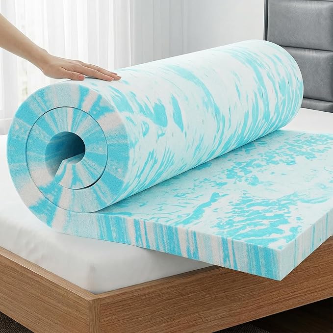 OLIXIS Gel Memory Foam Mattress Topper, Twin XL 2 Inch, Cooling Gel Infused by OLIXIS