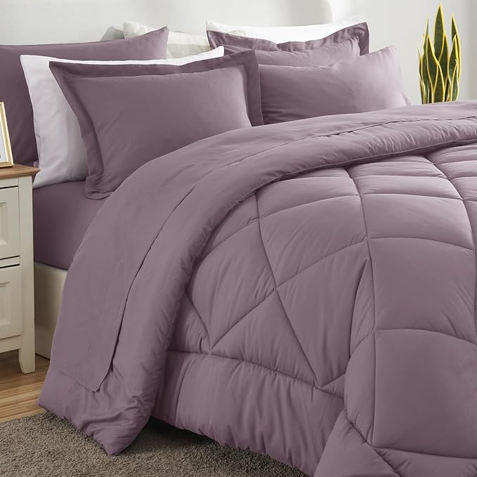 CozyLux King Size Comforter Set Dusty Purple - Image 8