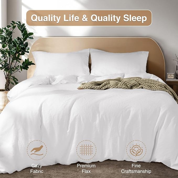 SONORO KATE 100% French Linen Duvet Cover Queen Size, Soft Breathable - Image 7