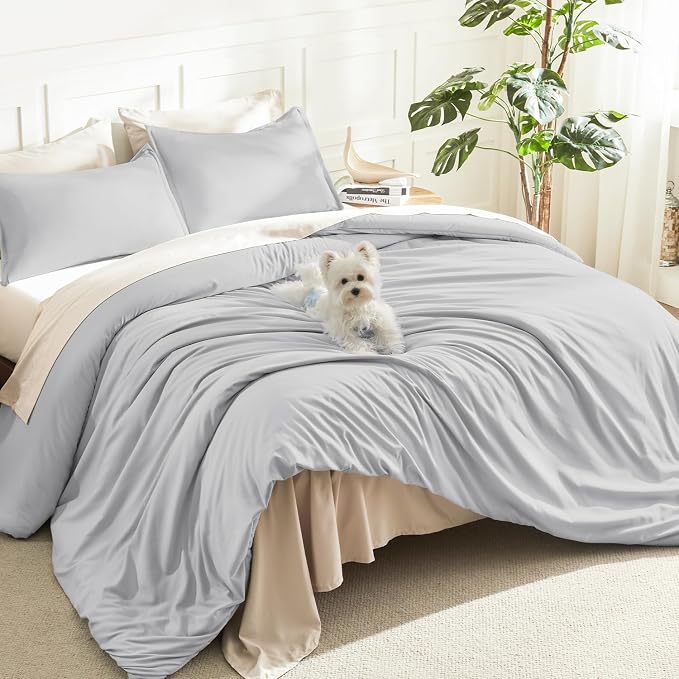 Litanika Oversized King Comforters Light Grey Super King Plus Size, 3 Pieces by Litanika