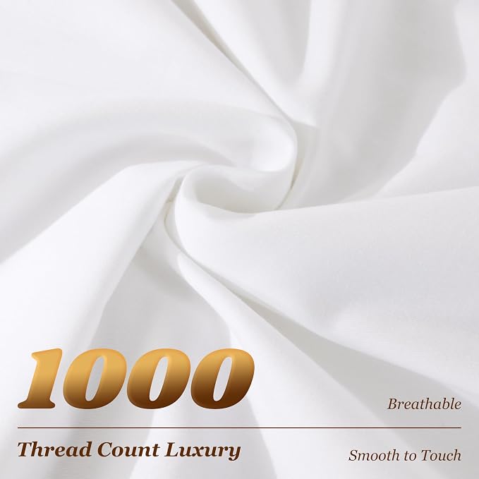 LBRO2M 100% Cotton Sheets Set Deep Pocket 19", 1000 Thread Count King Size 4 - Image 4