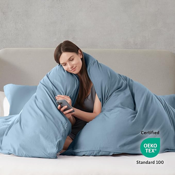 Nestl Stone Blue Duvet Cover King Size - Image 3