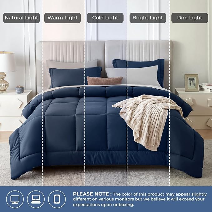 Sasttie Full Size Comforter Sets, 7 Pieces Bed in a Bag Full, Complete Bedding - Image 8